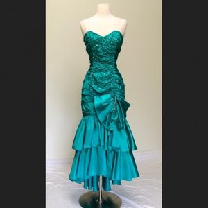 Zum Zum Vintage Aqua Strapless Mermaid Prom Dress